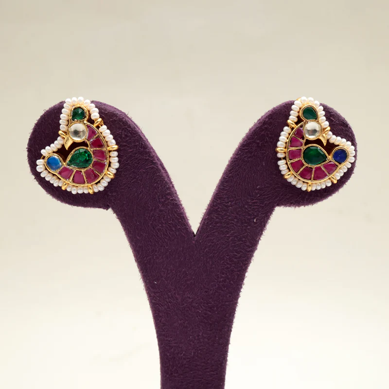 Premium Pachi Kundan Peacock Koppu Earrings